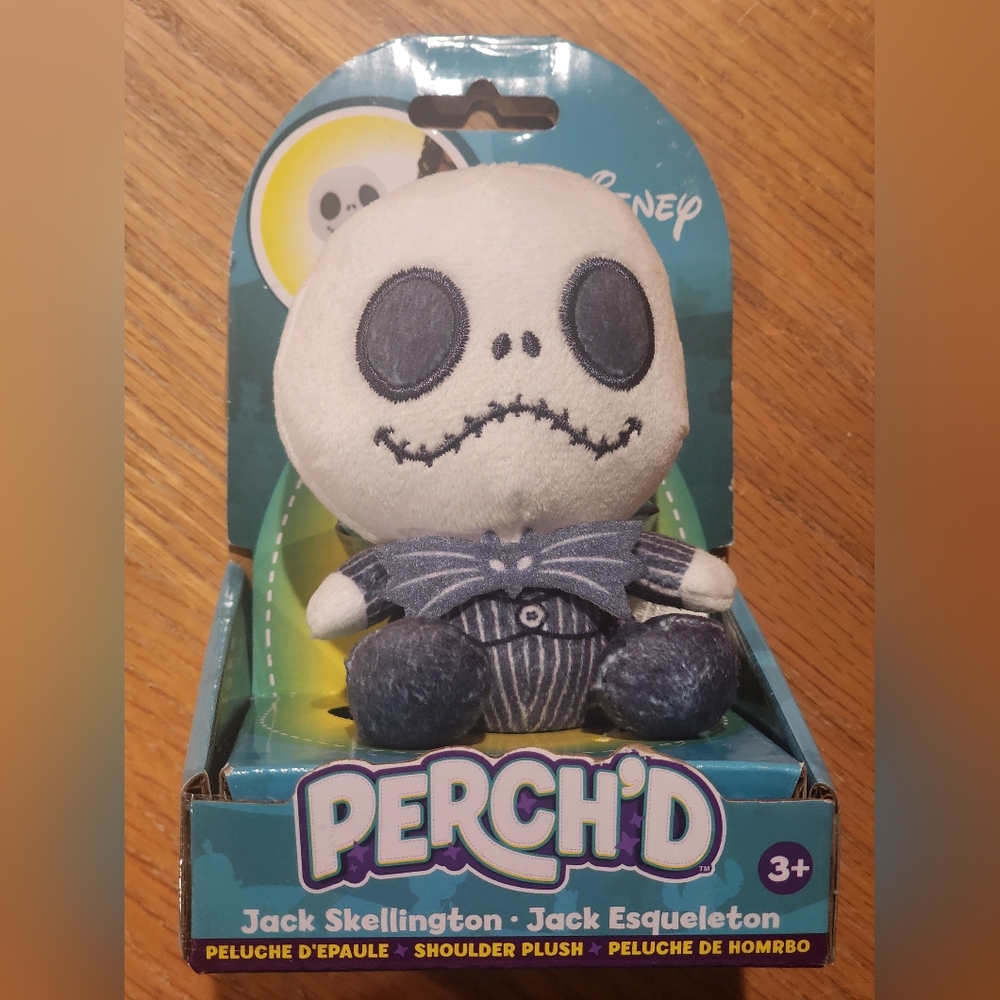 NEW! Perched Disney Jack Skellington Shoulder Plush - Black and White